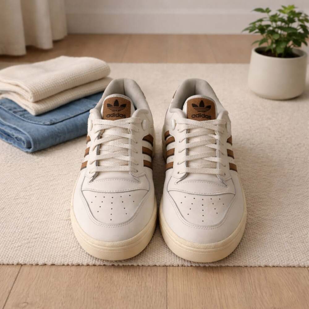 Adidas Rivalry Low White Brown Sneakers Mens 10 Leather Retro Casual